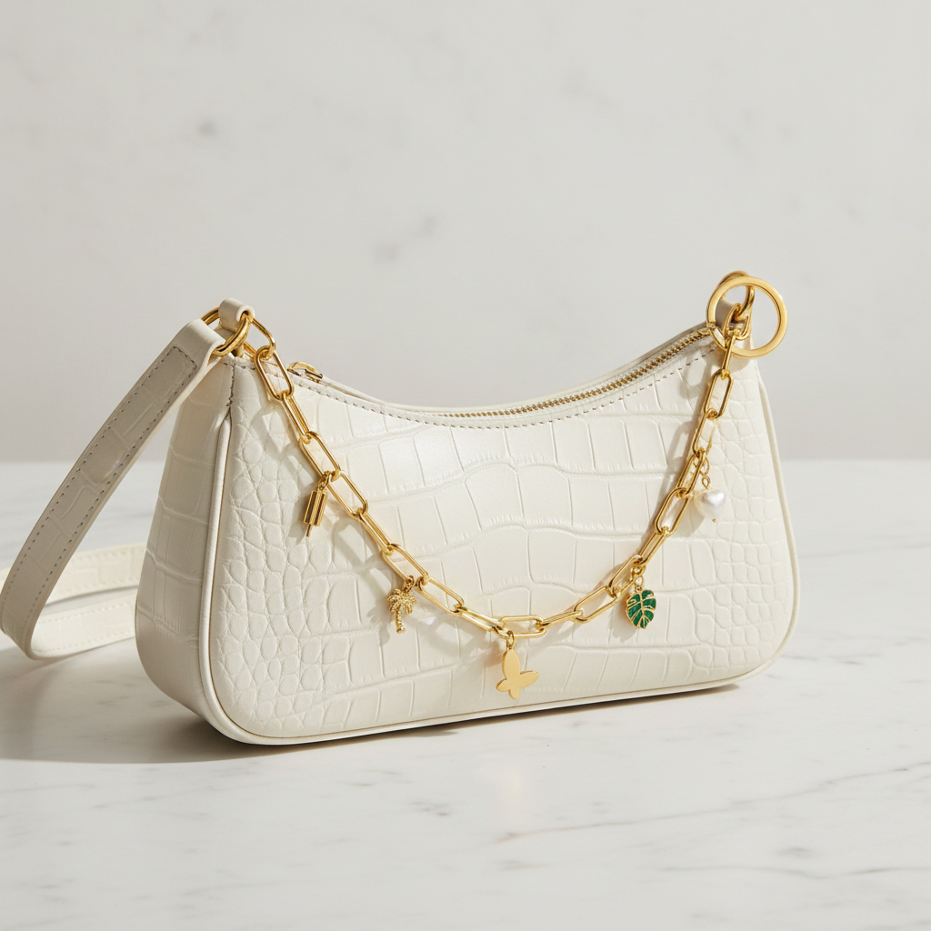 Chaîne de sac Allure – Lifestyle sac blanc posé
