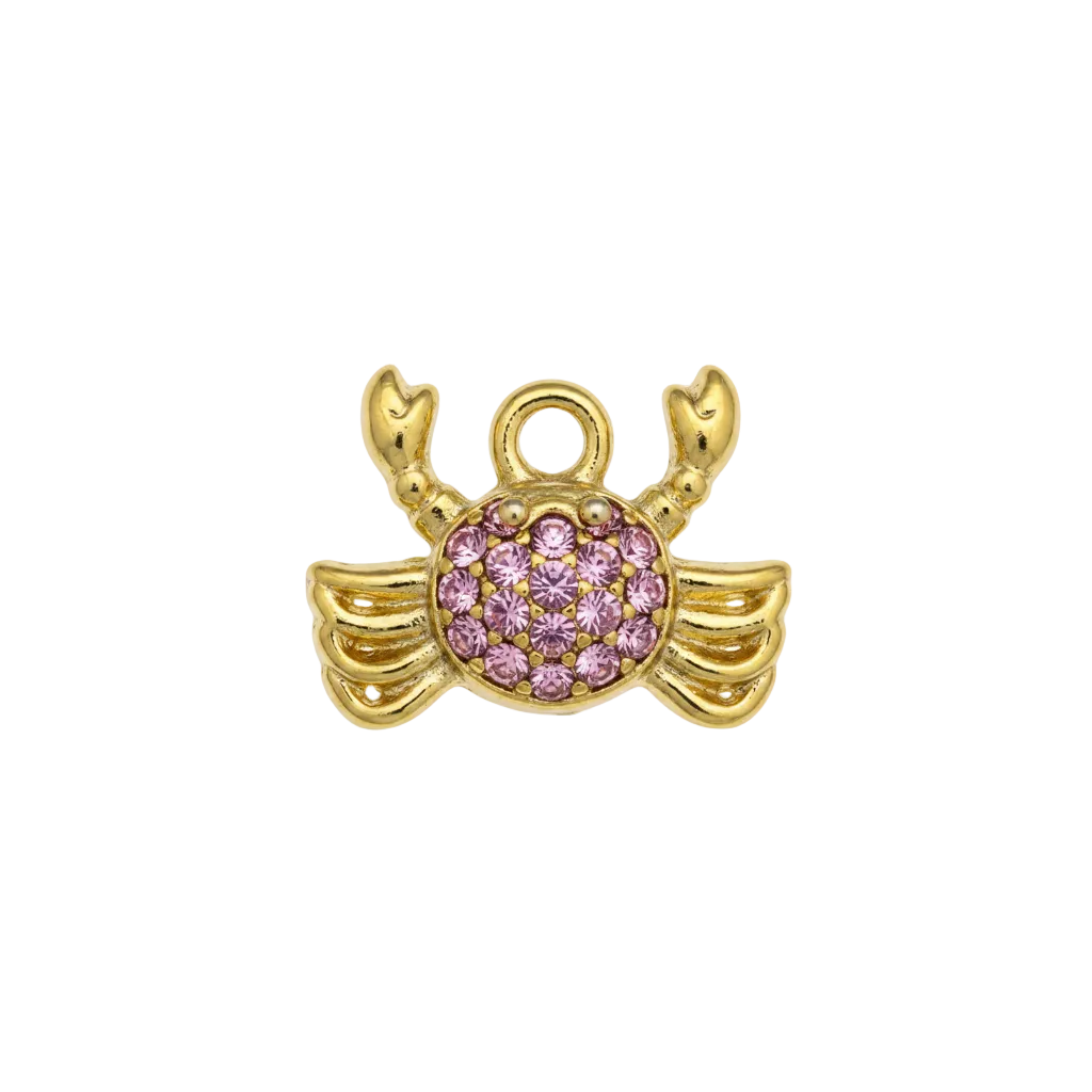 Charm Crabe Strass - Rose clair