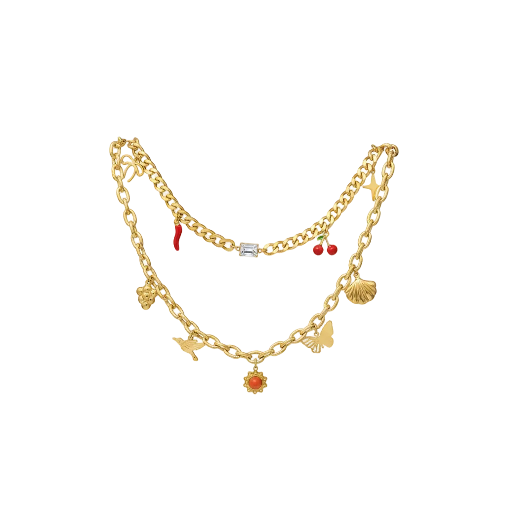 Collier Icône - double chaîne fond blanc