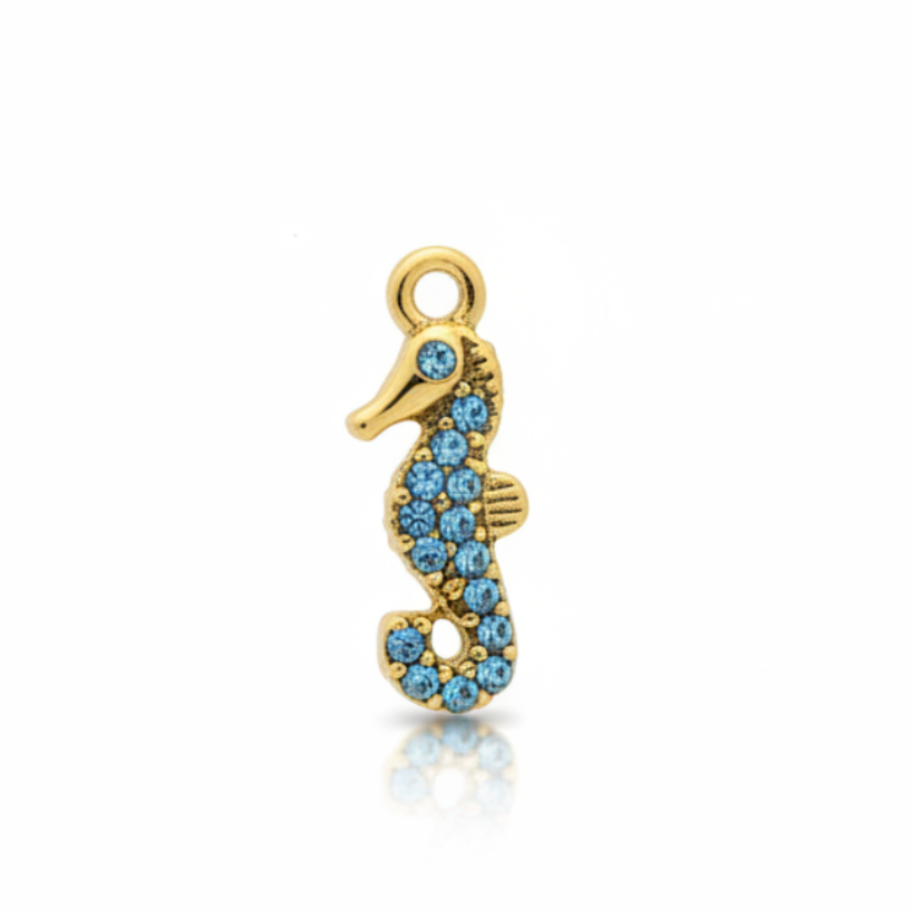 Hippocampe Strass - Bleu clair